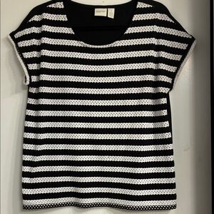 Chico’s Zenergy Black and White Striped Top